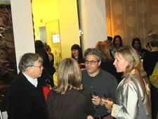 D.A. Pennebaker and Chris Hegedus speak with Ross Kauffman and Katy Chevigny at the E-Team reception